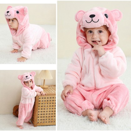 Cute Pink Bear Infant Halloween Costume Onesie Baby Romper Animal Outfit