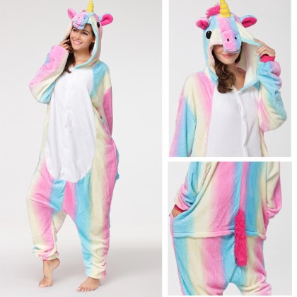Adult Rainbow Pegasus Kigurumi Onesie Pajamas Animal Costume