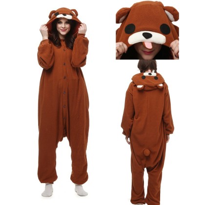 Nerdy Bear  Kigurumi Onesie Pajamas Animal Costume For Adult
