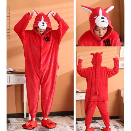 Red Shiba Inu Dog Kigurumi Onesie Pajama Cartoon Animal Cosplay Costume For Adult