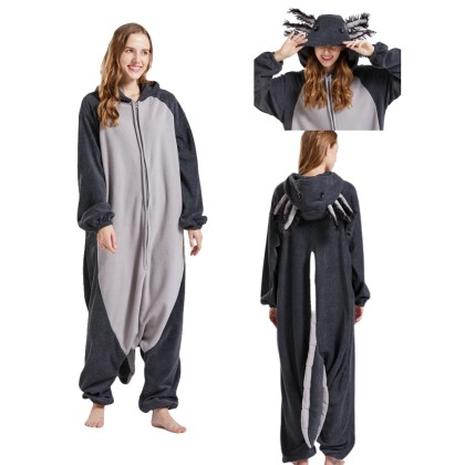 New Dark Grey Salamander Kigurumi Onesie Animal Pajamas For Unisex Adults