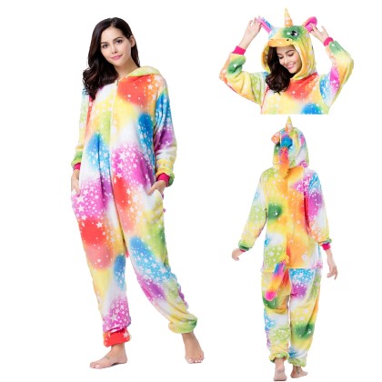 Colorful Star Pegasus Onesie Pajamas Animal Kigurumi Costume For Adult