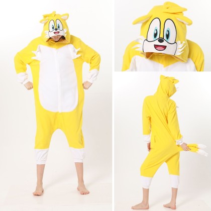 Yellow Sonic the Hedgehog Kigurumi Onesie Cartoon Pajamas For Adult