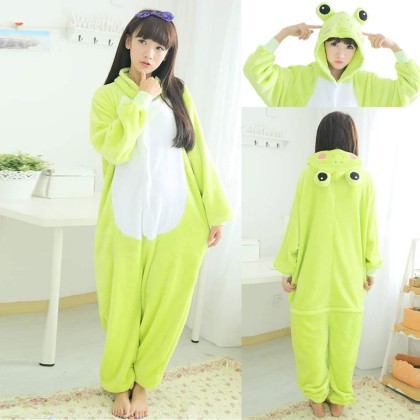 Green Frog Kigurumi Onesie Flannel Animal Pajamas