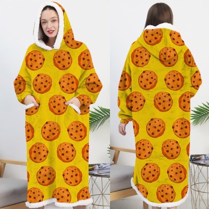 Yellow Cookies Adult Oversized Hoodie Blanket Winter Warm TV Wearable Blanket