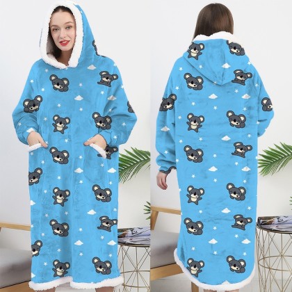 Blue Bear Oversized Hoodie Blanket Winter Warm TV Wearable Blanket For Adult