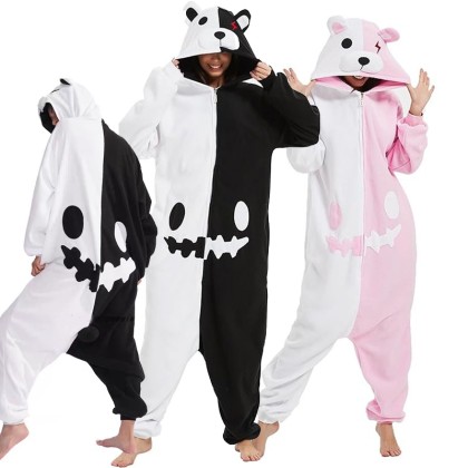 Adult Zipper Monokuma Kigurumi Onesie Cartoon Bear Pajama Costume 