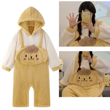 Cute Pudding Dog Onesie Kigurumi Thickened Coral Velvet Cartoon Animal Loose Pajama For Adult