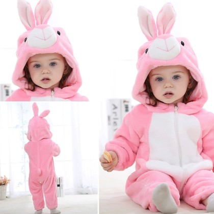 Pink Rabbit Baby Romper Onesie Kigurumi Halloween Toddler Costumes 