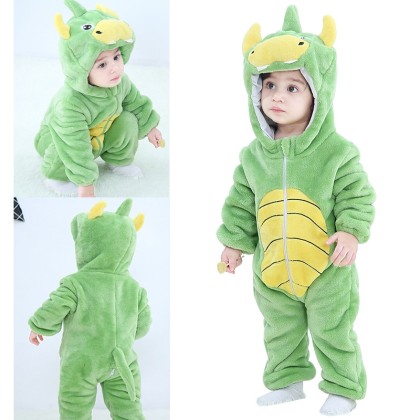 Cute Light Green Dinosaur Romper Baby Animal Kigurumi Halloween Toddler Costumes