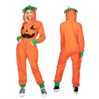  Adult Orange pumpkin Kigurumi Couple's Halloween Party Onesie Costumes