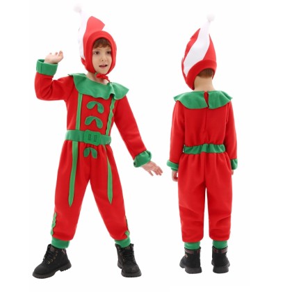 Christmas Elf Cosplay Onesie Kugurumi Halloween Pajamas For Kids