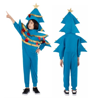 Kids Blue Christmas Tree Cosplay Onesie Kugurumi Halloween & Christmas Coustume