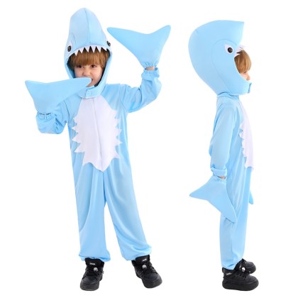 New Animal Onesies Blue Shark Cosplay Kigurumi Halloween Costume For Kids