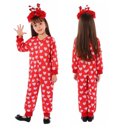 Red Love Shape Onesie Kigurumi Halloween Cosplay Costume Fof Kids