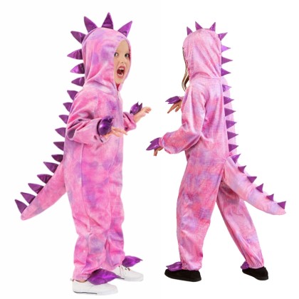 Kids Pink T-rex Onesie For  Halloween  Party Cute Dinosaur Cosplay Costumes