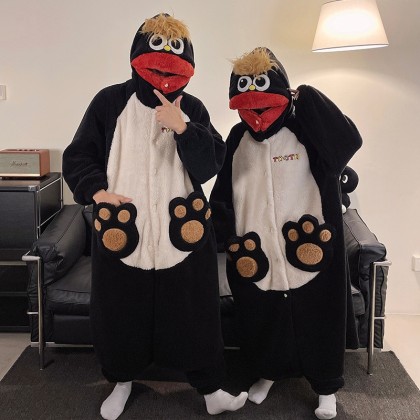  Angry Birds Hooded Long Plush Robe Loungewear Set For Hallowee Couples Costumes