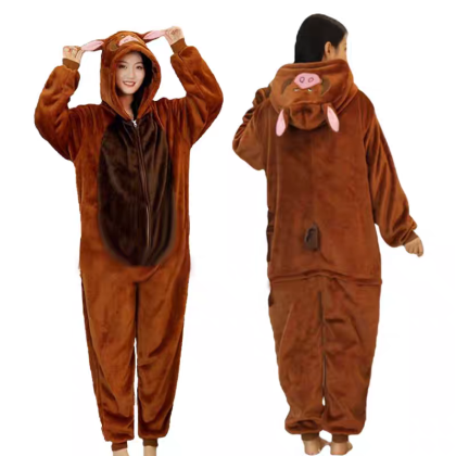  Adult Halloween Animal Coffee Pig Onesie Kigurumi Pajamas Costume