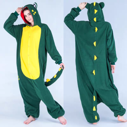Adult Halloween Animal Dark Green Crocodile Pajama Onesie Kigurumi Costumes