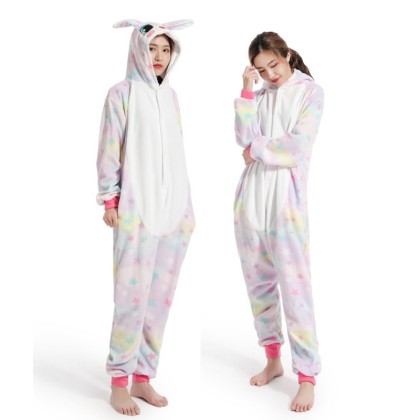  Dreamy Star Bunny Onesie Kigurumi Pajamas For Adults Halloween Animal  Costumes