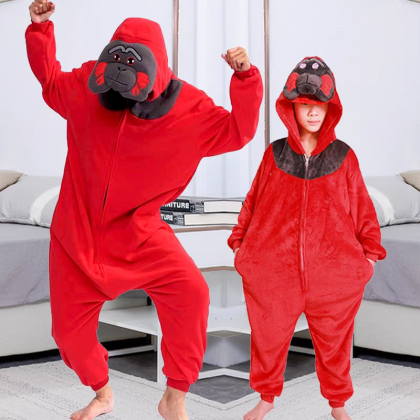  Red Ape Parent-Child Onesie Kigurumi For Halloween Family Matching Costumes
