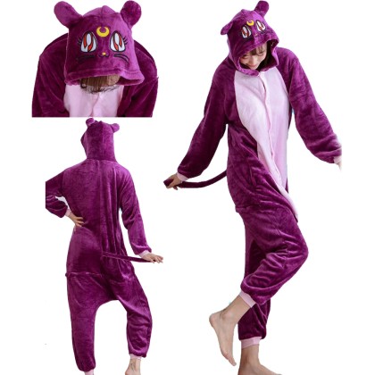 Purple Cat Onesie Kigurumi Pajama Animal Costume For Adult