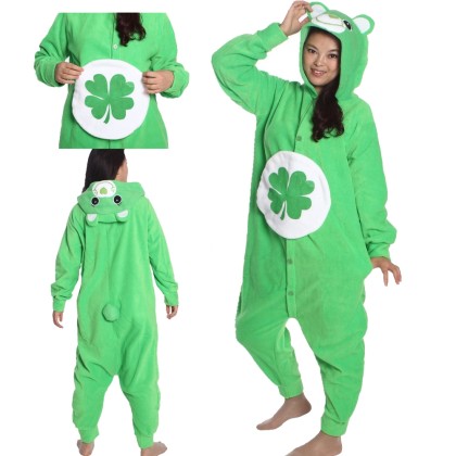 Green Care Bear Kigurumi Onesie Pajama Animal Costume Sleepwear For Adult