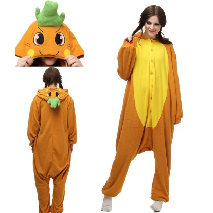 Cute Carrot Onesie Kigurumi Pajama Cartoon Halloween Cosplay Costume For Adult