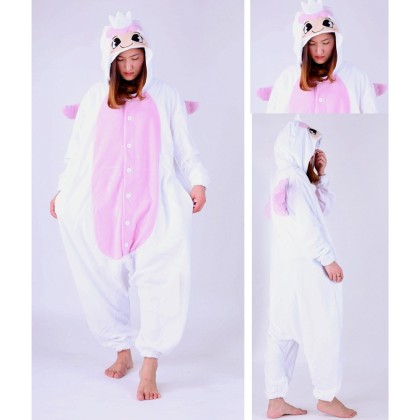 Pink and White Angel Onesie Kigurumi Pajama Halloween Cosplay Costume For Adult