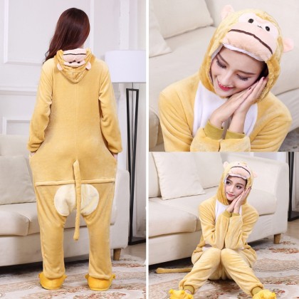 Zodiac Monkey Kigurumi Onesie Pajama Cartoon Animal Costume For Adult