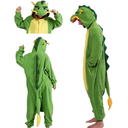 Green Dragon Onesie Pajama For Adult Cartoon Animal Kigurumi  Cosplay Costume