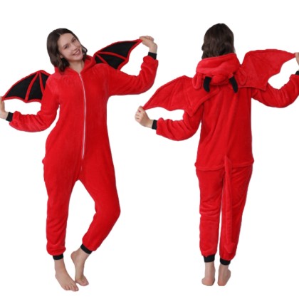 Cartoon Adult Red Devil Onesie Kigurumi Pajamas Costume