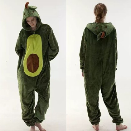 Cartoon Fruit Avocado Onesie Kigurumi Pajama Costume For Adult