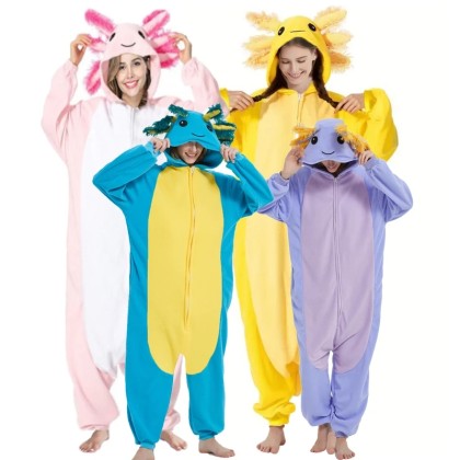 Axolotl Onesie Halloween Costume for Group Adults