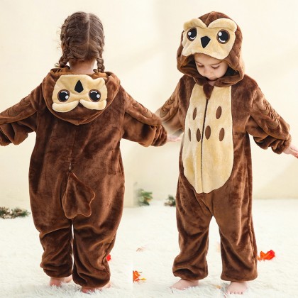 Infant Romper Brown Owl Onesie Toddler Pajamas For Halloween Costume 