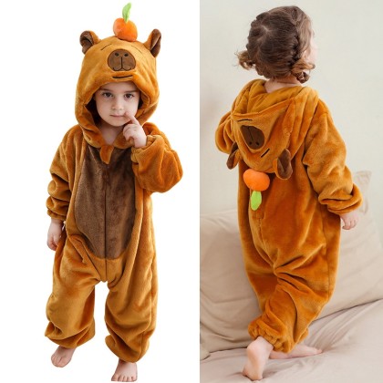 Cartoon Capybara Romper Baby Flannel Kigurumi Halloween Toddler Costume