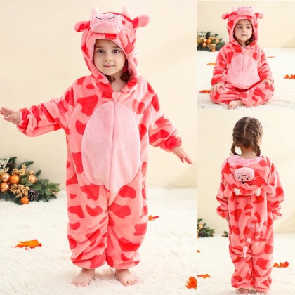 Baby Pink Cow Onesie Infant Romper Toddler Pajamas For Halloween