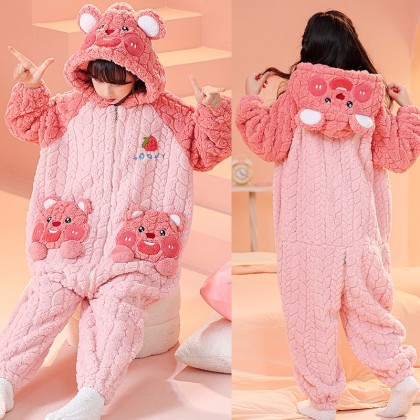 Beaver With Pocket Plush Onesie Pajamas For Kids Girls Halloween Costume