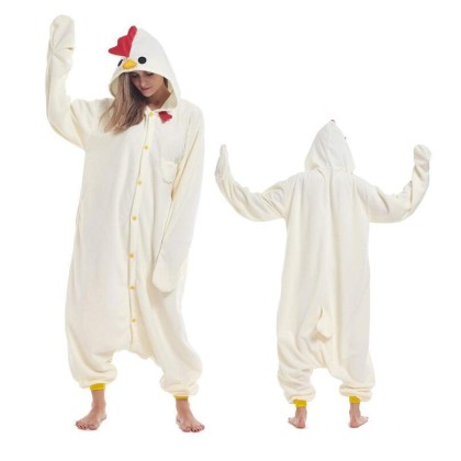 Cartoon Animal Beige Rooster Onesie Kigurumi Pajama Costume For Adult 