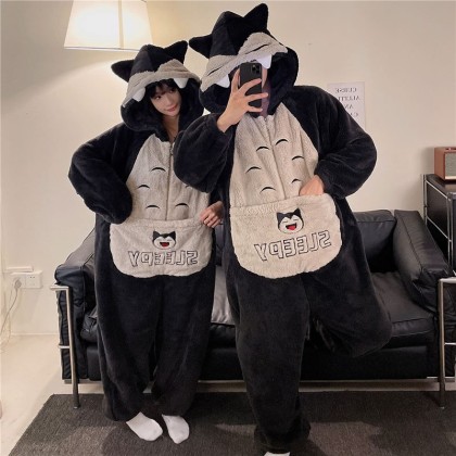 Black Pokemon Snorlax Onesie Thicked Kigurumi For Halloween Couples Costumes