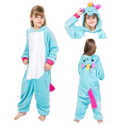 Animal Kigurumi Blue Pegasus Onesie Pajamas For Kids