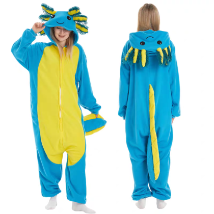 Blue Axolotl Onesie Kigurumi Pajamas For Halloween Adults Costumes