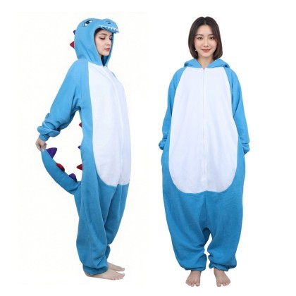Blue Multi-Colored Dinosaur Onesies Kigurumi For Adults Halloween Costumes