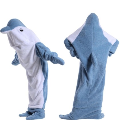 Blue Dolphin Wearable Hoodie Sleeping Bag For Adults & Kids Super Soft Cozy Costume