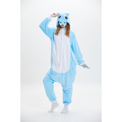 Blue Hippo Kigurumi Onesie Unisex Flannel Animal Pajamas