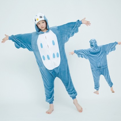 Blue Owl Onesie Kigurumi Pajamas For Halloween Kids Costumes