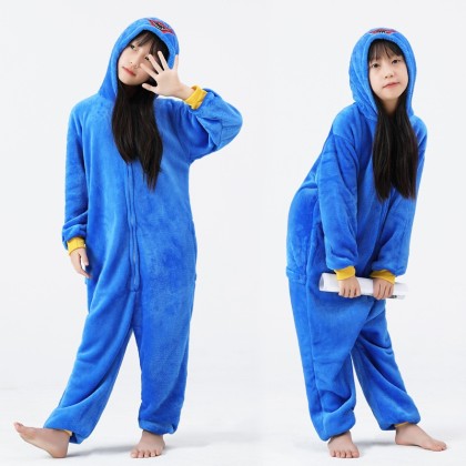 Blue Poppy Huggy Wuggy Onesie Kigurumi For Kids Halloween Costumes