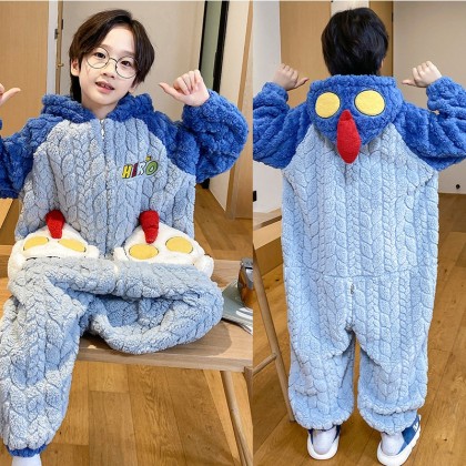 Blue Ultraman Coral Fleece Onesie Pajamas For Kids Halloween Costumes