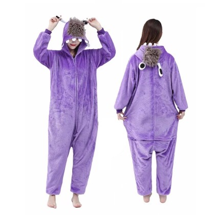 Cartoon Purple Boo Kigurumi Onesie Pajama Costume For Adult Halloween