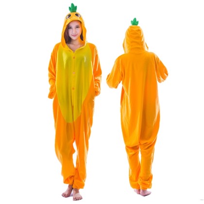 Bright Carrot Onesie Kigurumi Pajamas For Adults Halloween Costumes